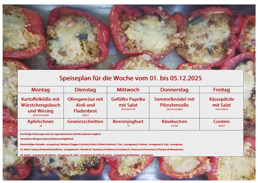 Speiseplan Schulküche