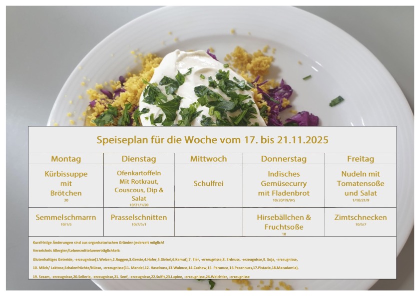 Speiseplan Schulküche