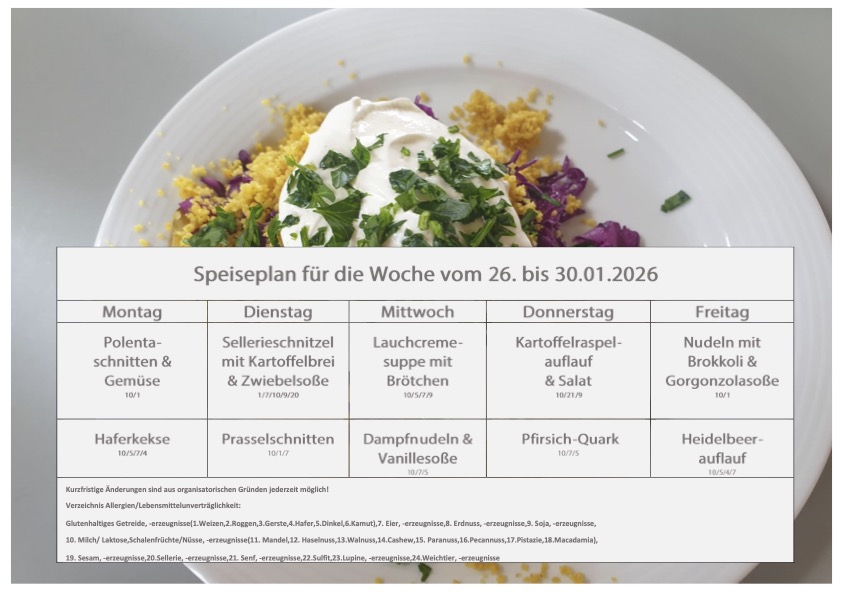 Speiseplan Schulküche