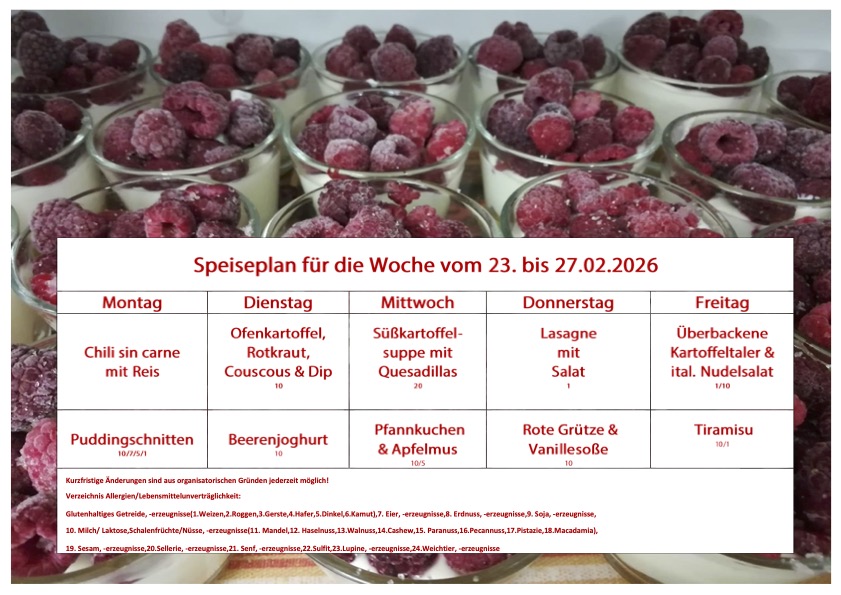 Speiseplan Schulküche