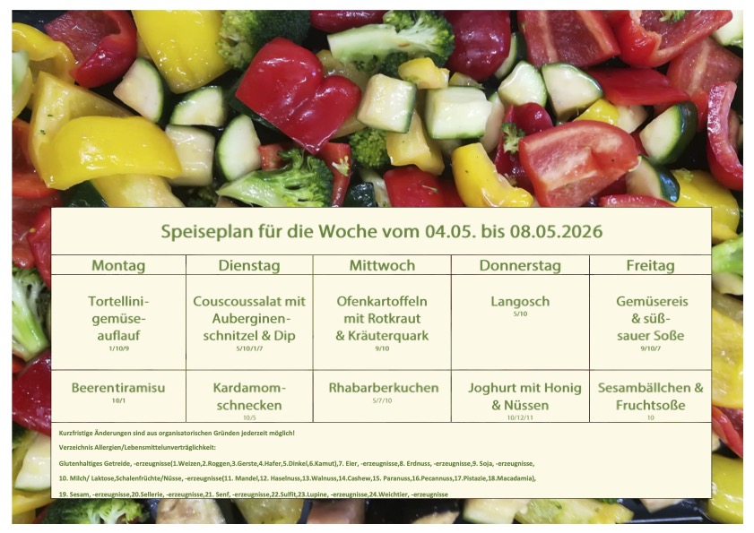 Speiseplan Schulküche