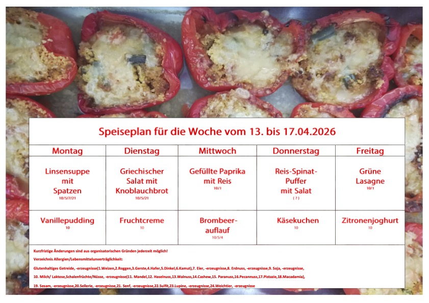 Speiseplan Schulküche