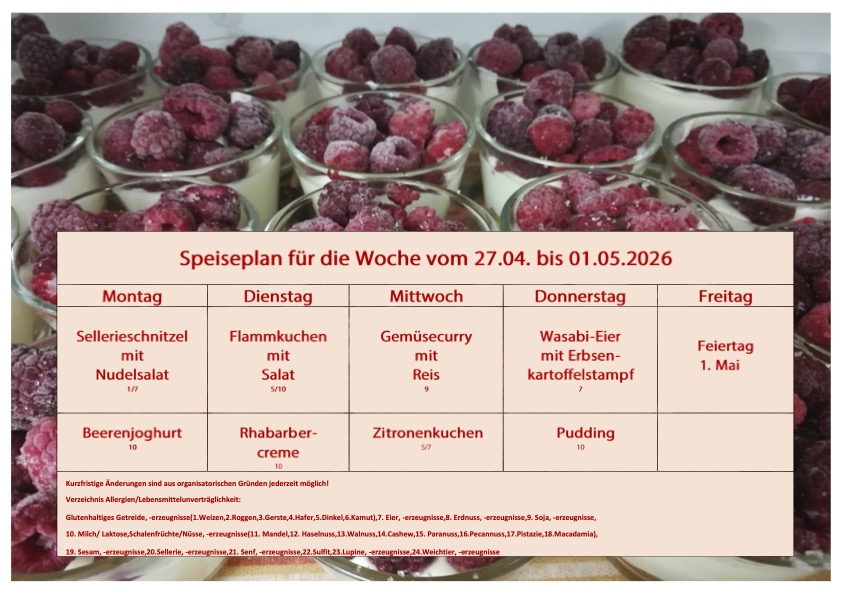 Speiseplan Schulküche