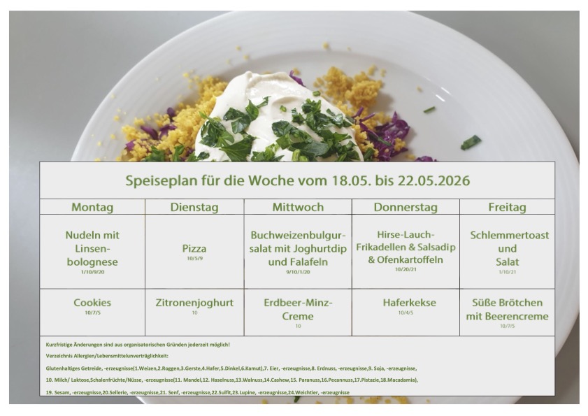 Speiseplan Schulküche