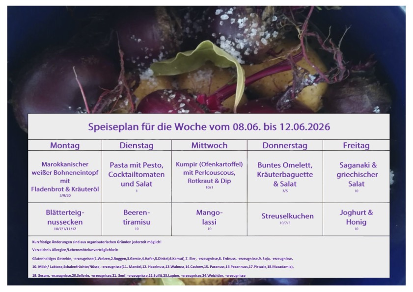 Speiseplan Schulküche