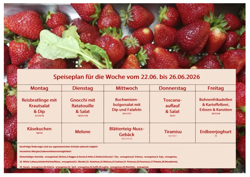 Speiseplan Schulküche