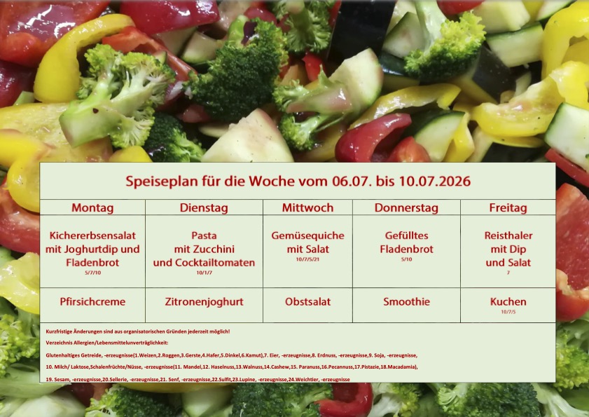 Speiseplan Schulküche