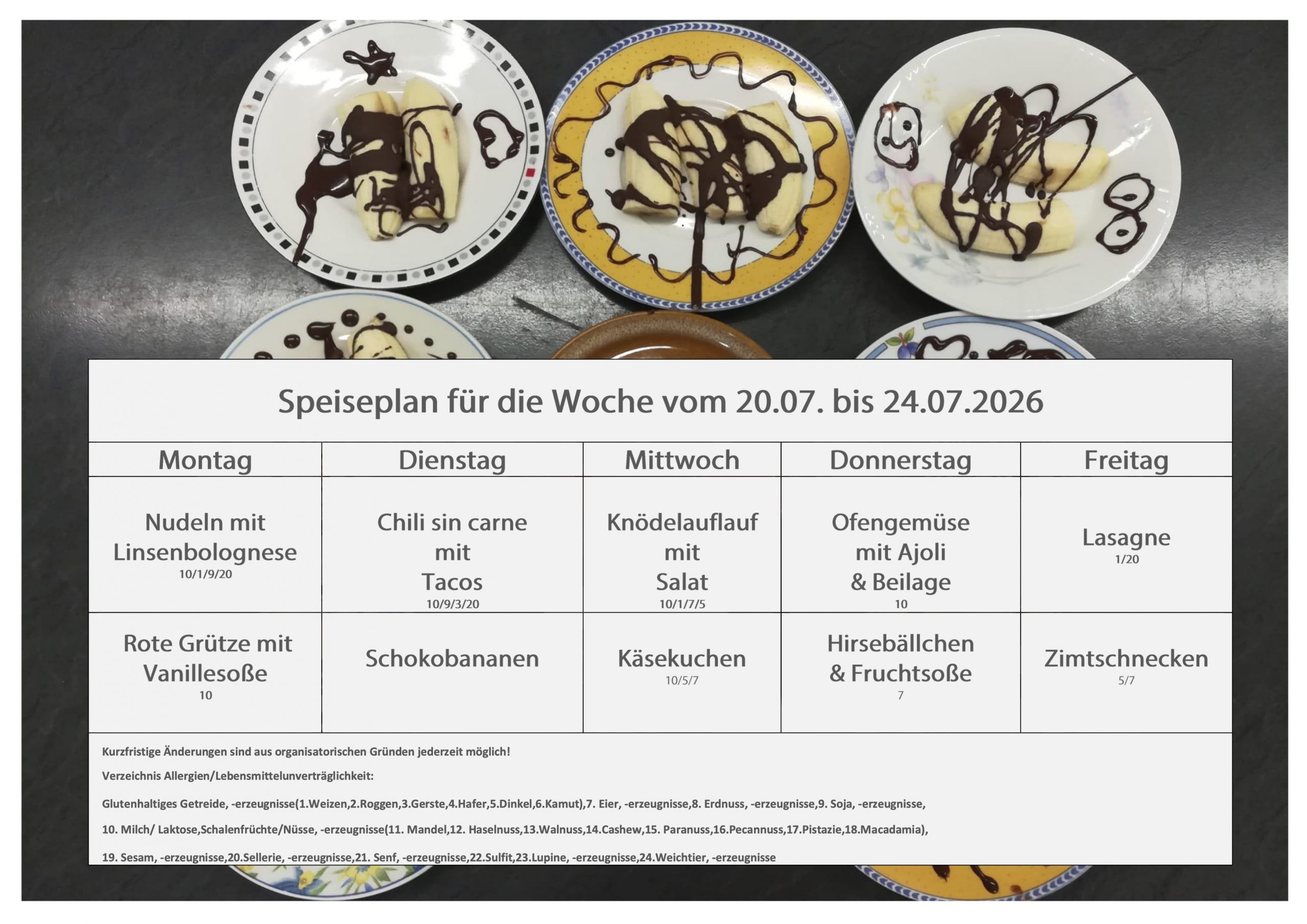 Speiseplan Schulküche