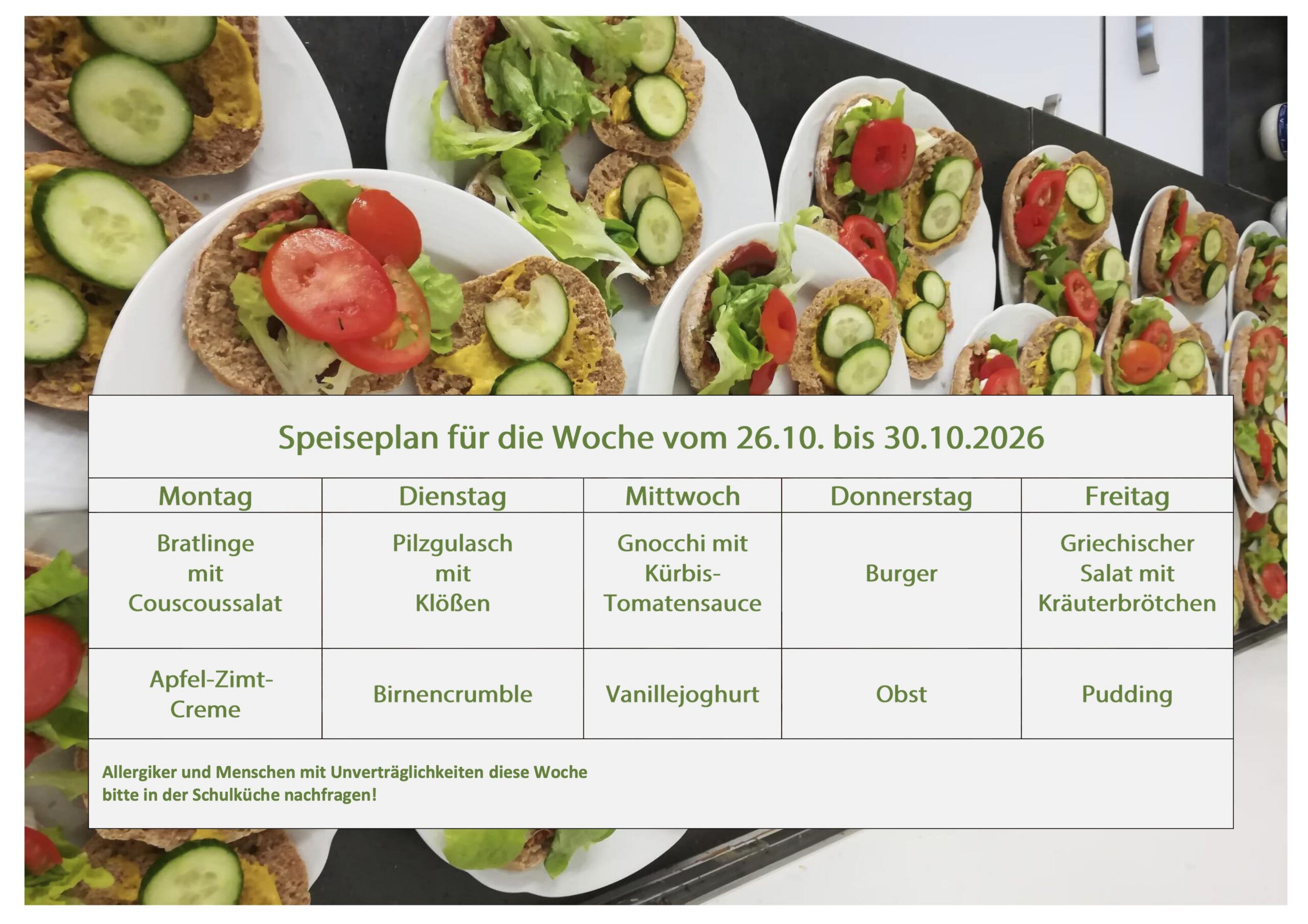 Speiseplan Schulküche